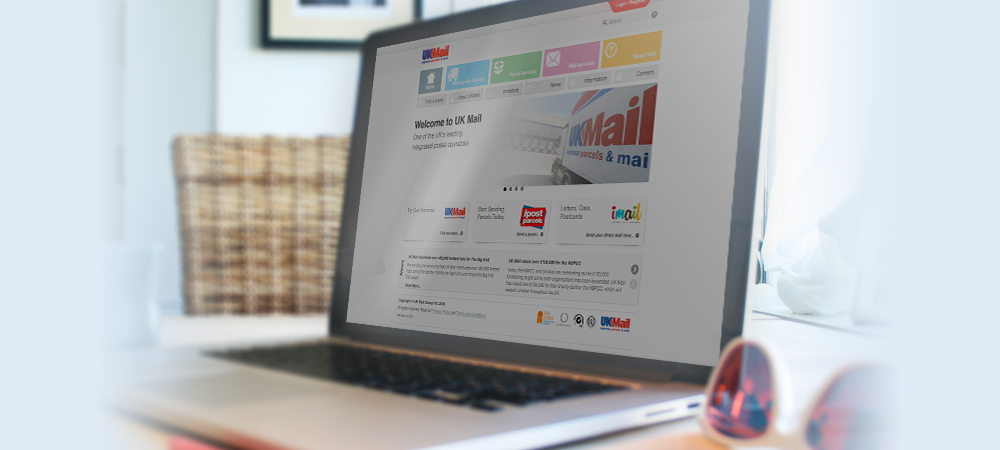 UK Mail Site DISPLAYED ON A LAPTOP SCREEN