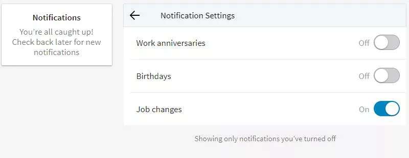 linkedin notifications setttings