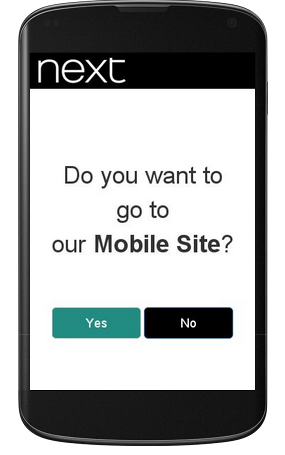 image of next.co.uks mobile site on an iphone