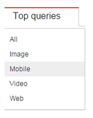 webmaster tools screenshot for mobile search queries