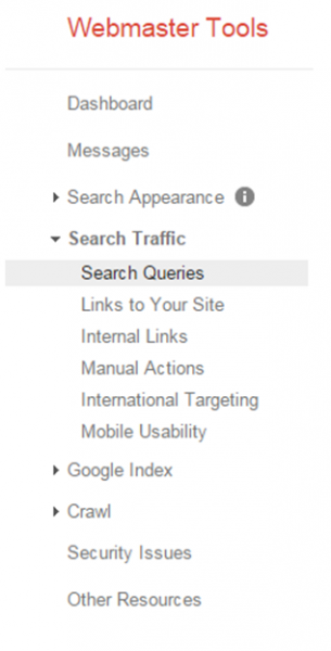 webmaster tools screenshot for search queries