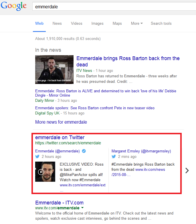 Emmerdale google search