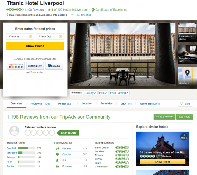 tripadvisor review page for titanic liverpool