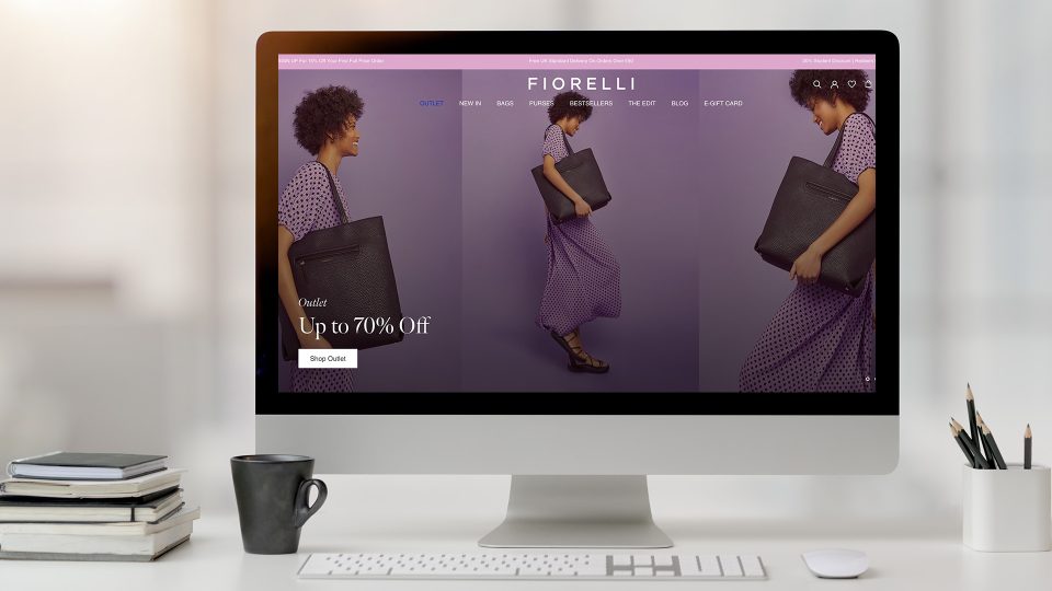 mockup of the Fiorelli site on a mac computer