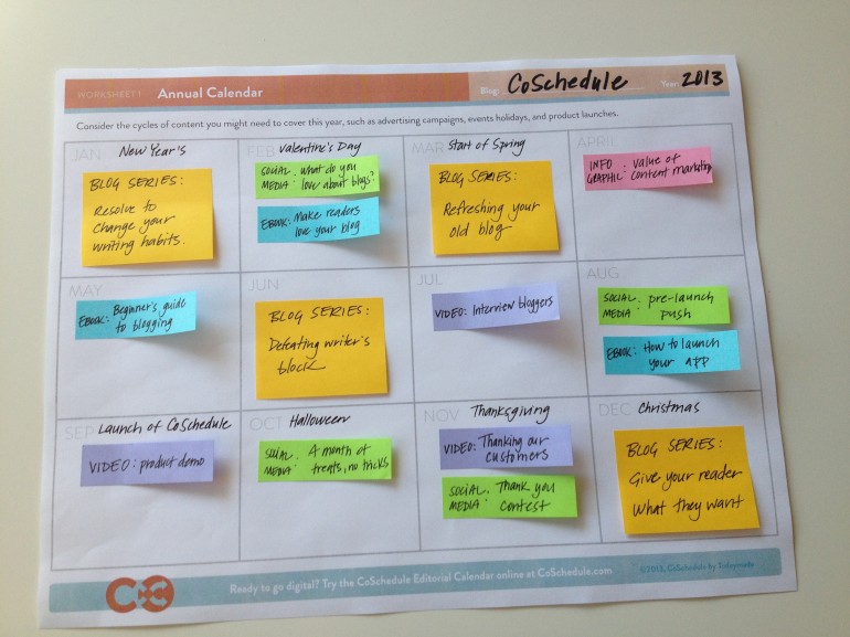 CoSchedule content calendar example