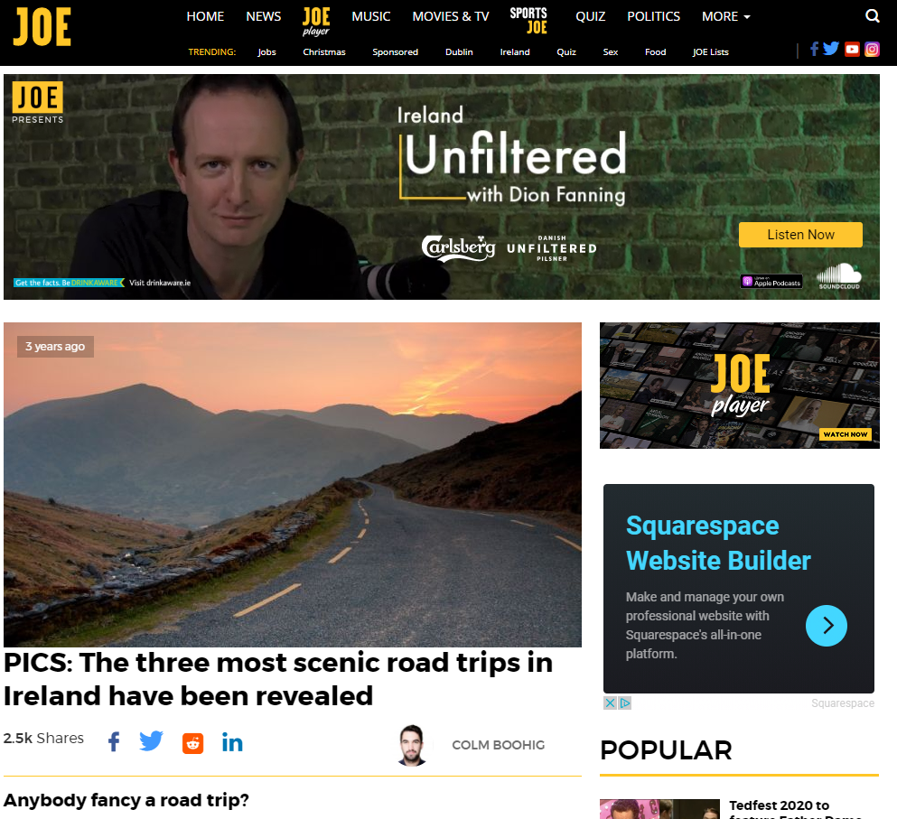 Joe.ie Chill Insurance Campaign Placement