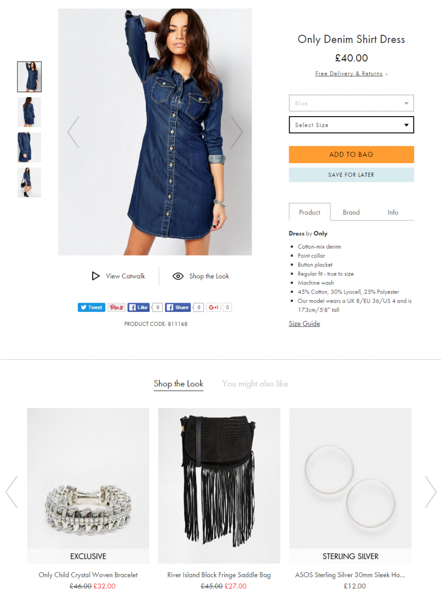 Asos results filter image with complementary products