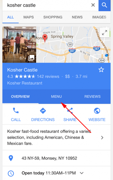 Google Menu Tab