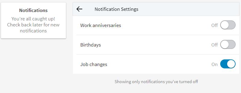linkedin notifications setttings