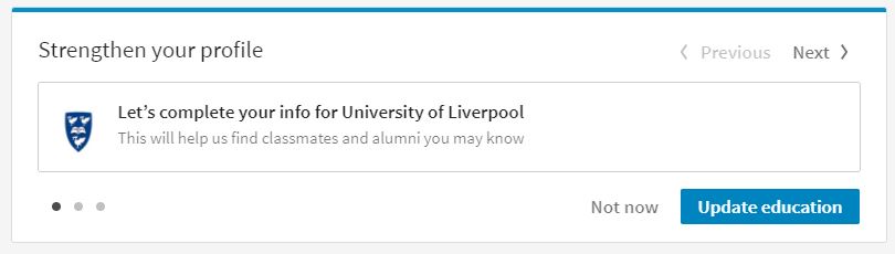 linkedin strengthen your profile liv uni