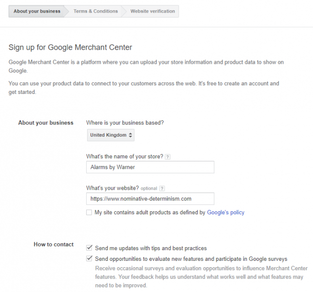 google merchant center sign up