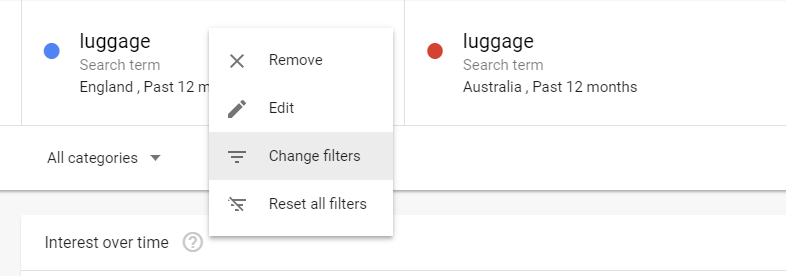 google trends regional comparison dropdown