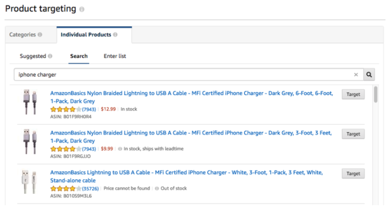 amazon product targeting