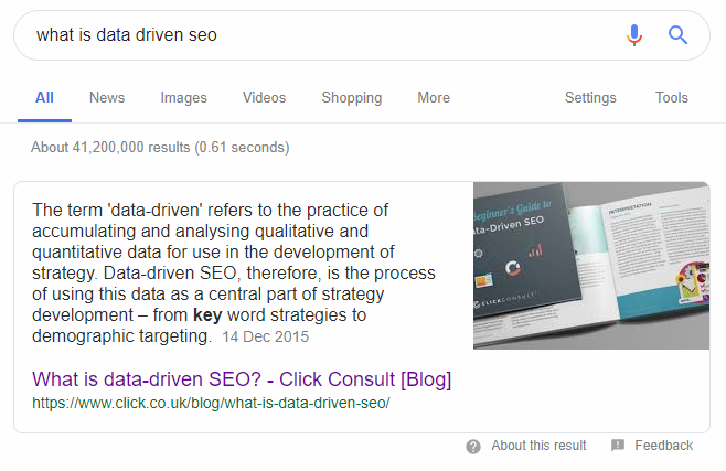 what is data driven SEO rich result