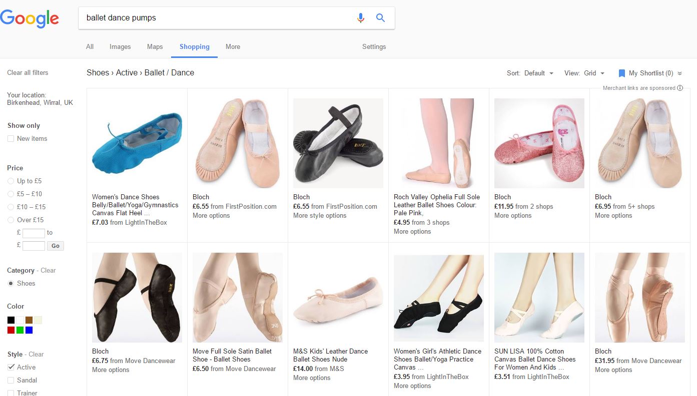 google shopping ads example