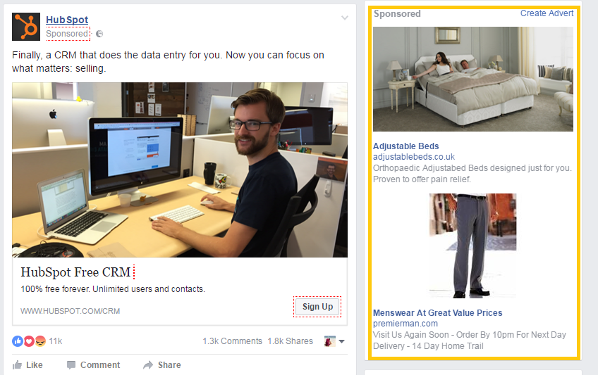 social advertising on Facebook