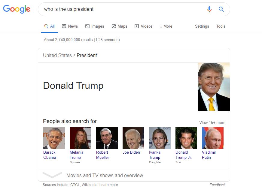 donald trump search