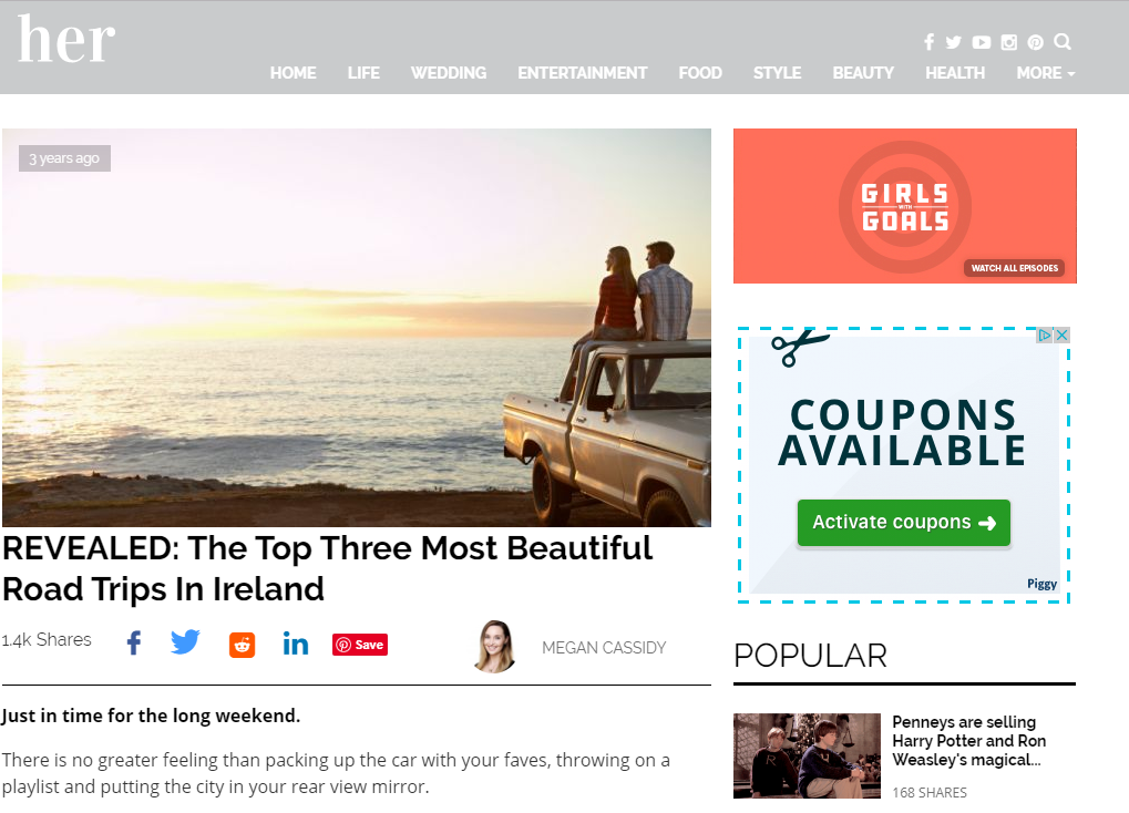 Chill Insurance Her.ie Campaign Placement