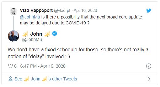 john mueller tweet on delayed update