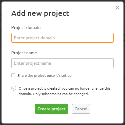 SEMrush project add new project menu