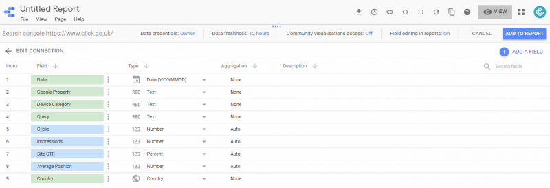 search console metrics list