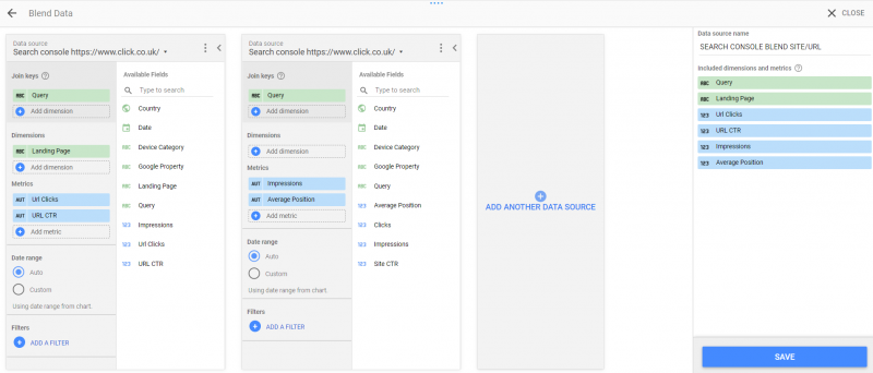 blending search console impression types