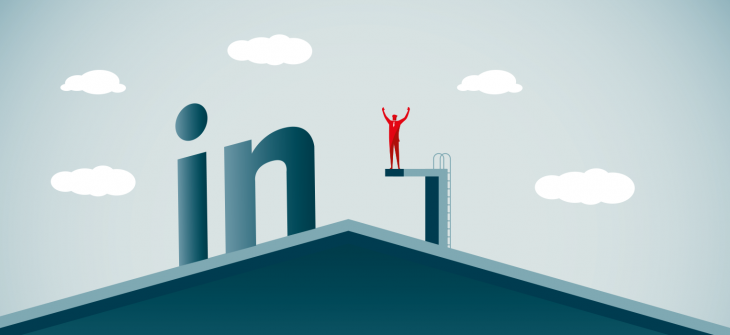 A person on a high diving board, jumping into the deep end