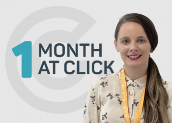 An employee, Nicola, with text stating one month in