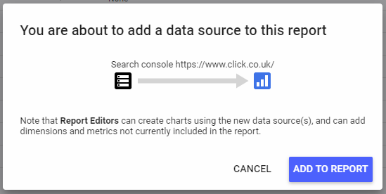 add google search console to report data studio