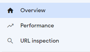 search console menu bar overall performance url