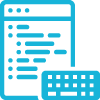 Icon of stylised web page with keyboard and bulleted rows