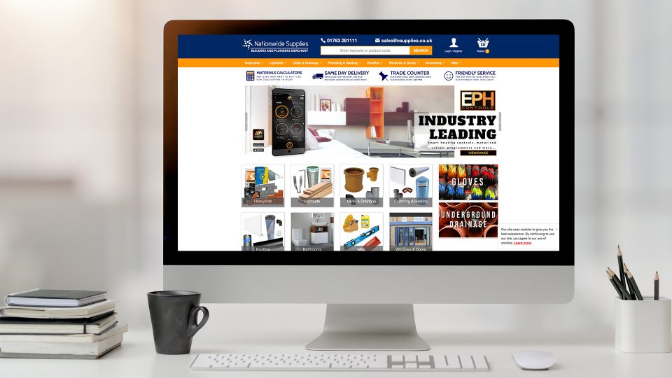 mockup of nationwide supplies website on a mac computer