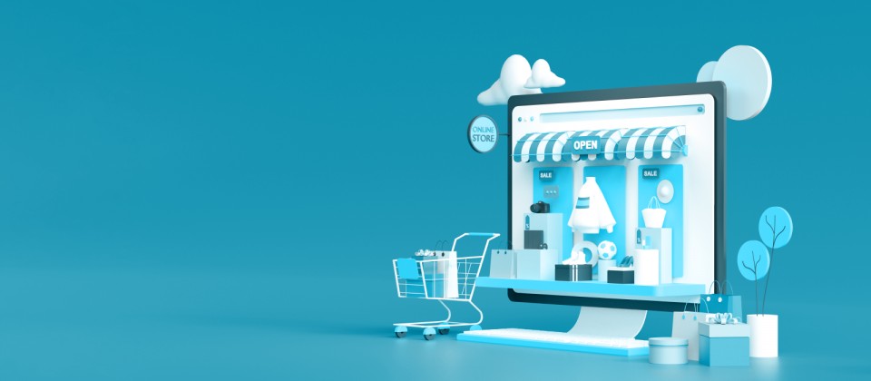 ecommerce shop front with blue tint