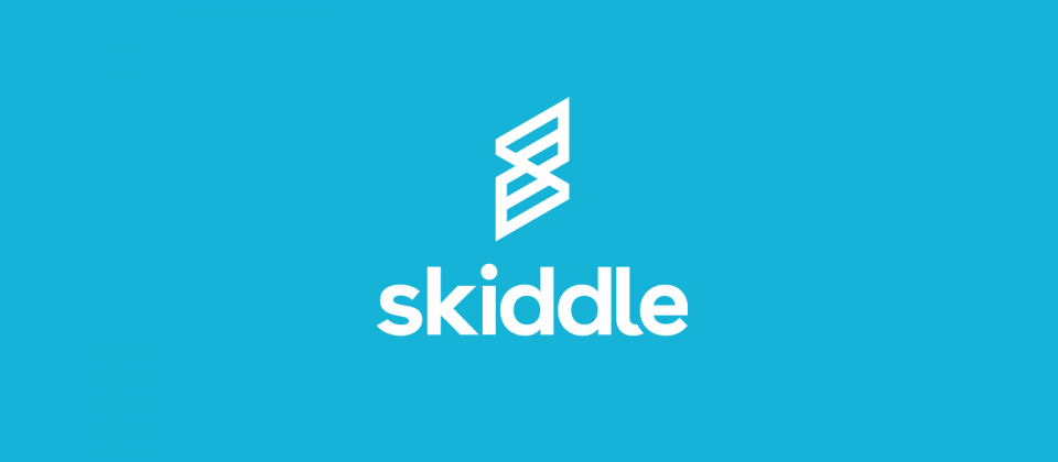 Skiddle logo on blue background