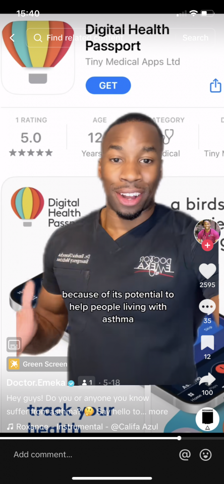 Screenshot showcasing @doctor.emeka TikTok, as an example of influencer marketing in the health and wellness industry