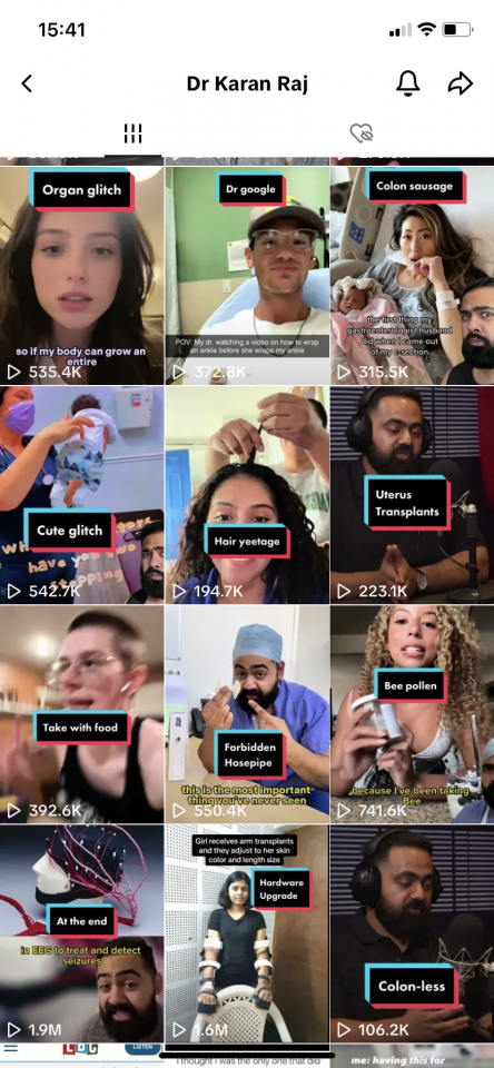 Screenshot showing an example of how health influencers can use stitching videos on TikTok as a method of influencer marketing