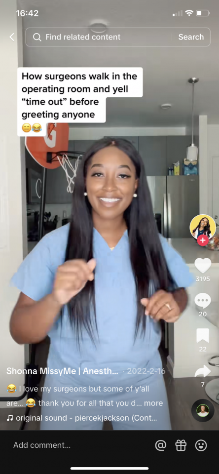 Example of how health influencers can 'jump on trends', using a screenshot from @shonnamissymehd TikTok - where she takes part in TikTok dances