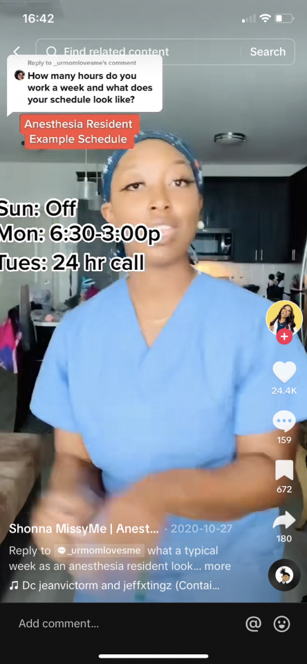 Example of how health influencers can 'jump on trends', using a screenshot from @shonnamissymehd TikTok - where she takes part in TikTok dances