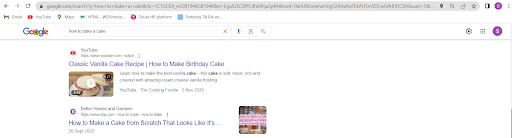Screenshot showcasing a YouTube video as a video result on the Google results pages.